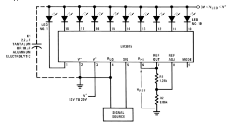 LM3915单片集成电路芯片的数据手册免费下载